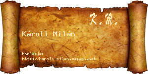 Károli Milán névjegykártya