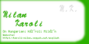 milan karoli business card